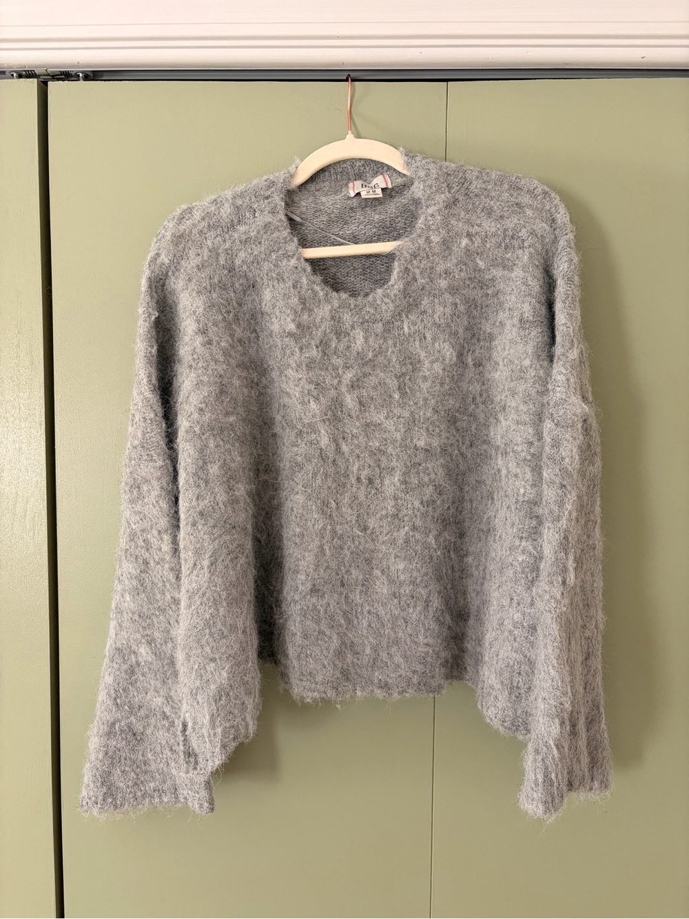 Urban Outfitters BDG Grey Fuzzy Eyelash V-Neck Sweater